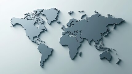 Flat vector illustration of a gray world map on a white background