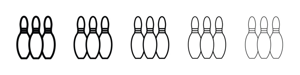 Bowling pins icon Outline and flat style designs