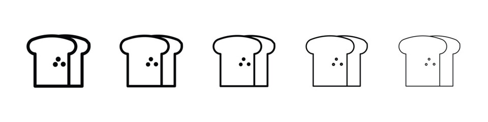 Bread loaf icon Outline and flat style designs
