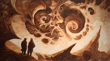 psychological thriller cover concept | visionary disintegration | trauma recollection | sepia dream tones | spiraling energy | liminal figures | dream contour linework | fluid form distortion |