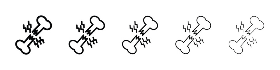 Broken bone icon Outline and flat style designs