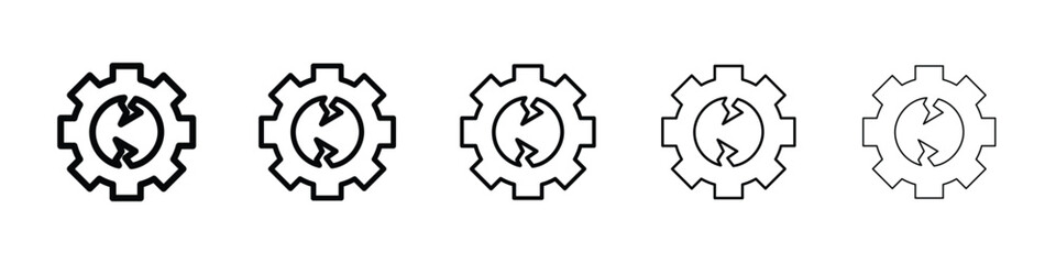 Broken gear icon Outline and flat style designs