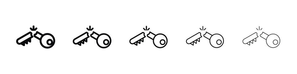 Broken key icon Outline and flat style designs