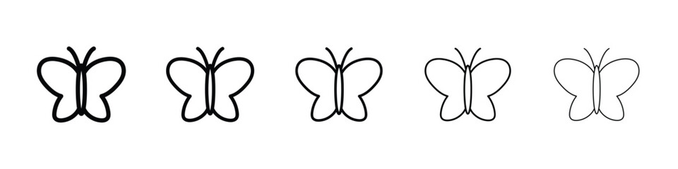 Butterfly icon Outline and flat style designs