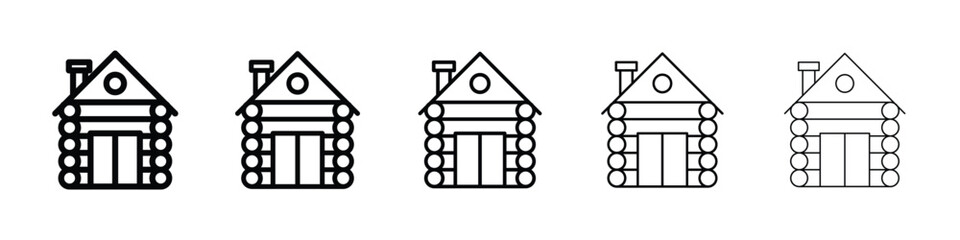 Cabin icon Outline and flat style designs