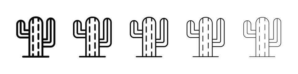 Cactus icon Outline and flat style designs