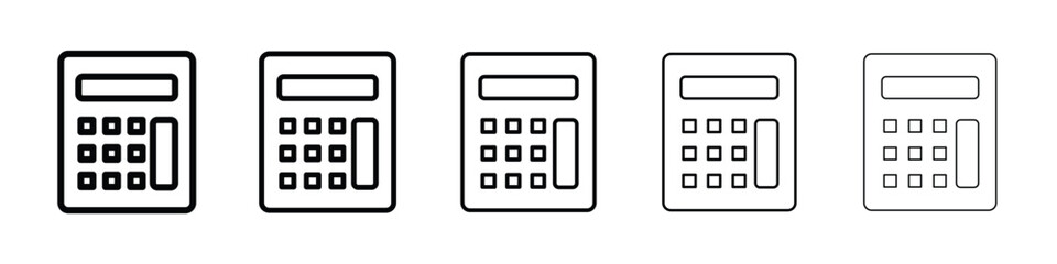 Calculator icon Outline and flat style designs