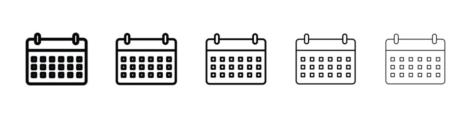 Calendar icon Outline and flat style designs
