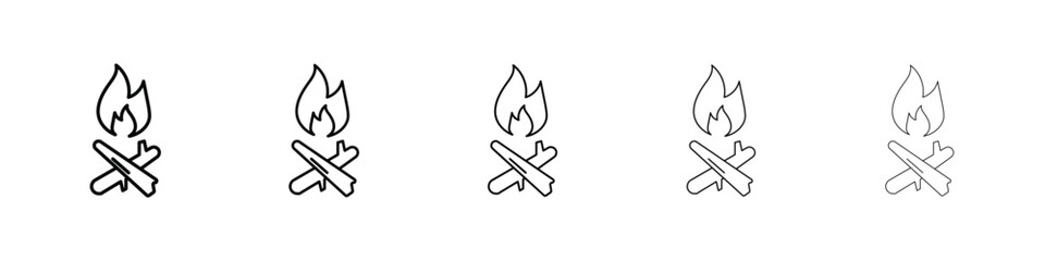 Campfire icon Outline and flat style designs