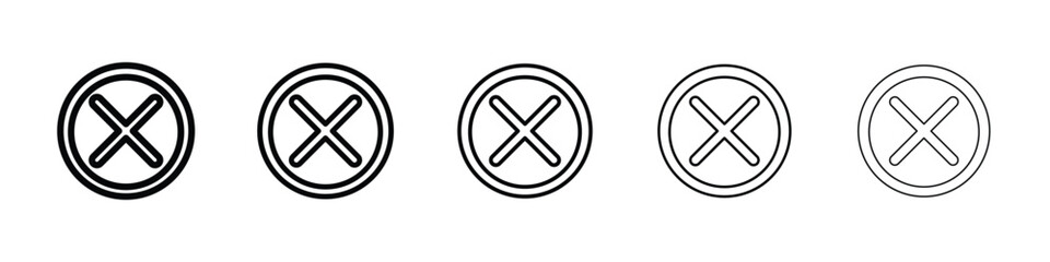 Cancel icon Outline and flat style designs