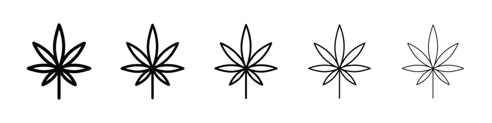 Cannabis leaf icon Outline and flat style designs