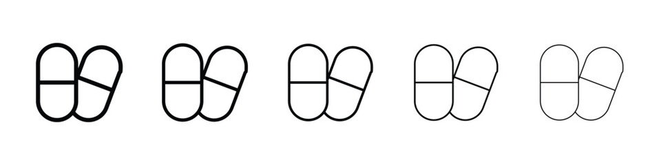 Capsule icon Outline and flat style designs