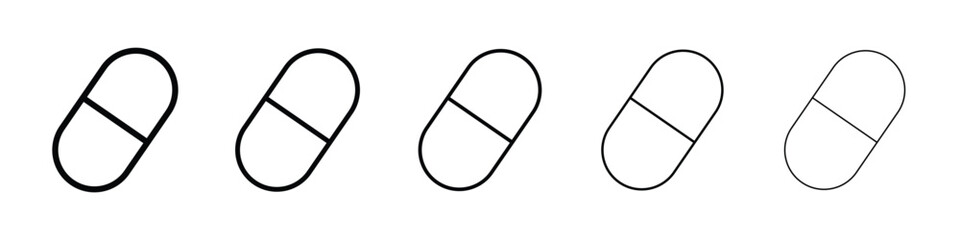 Capsules icon Outline and flat style designs