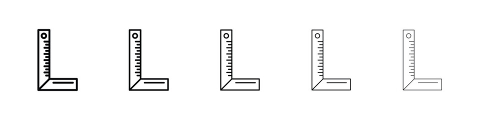 Carpenter ruler icon Outline and flat style designs