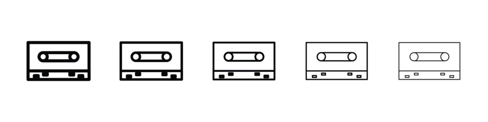 Cassette tape icon Outline and flat style designs