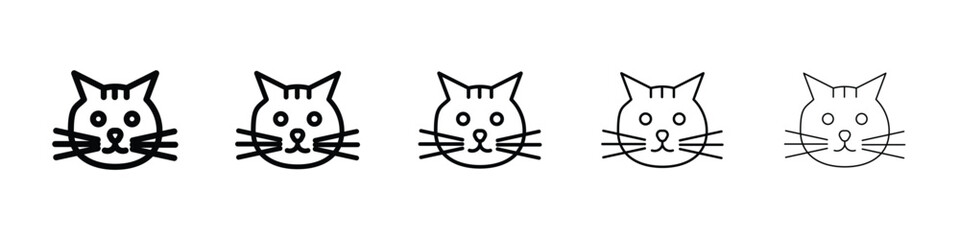 Cat icon Outline and flat style designs