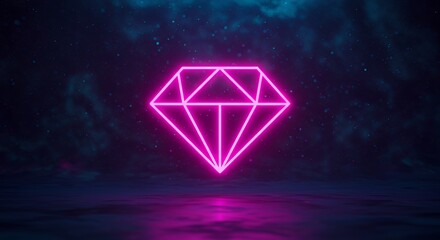 Fototapeta premium Neon diamond on cosmic background