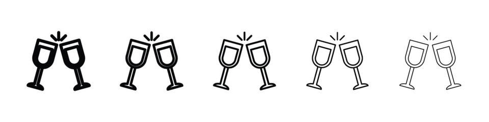 champagne glasses icon Outline and flat style designs