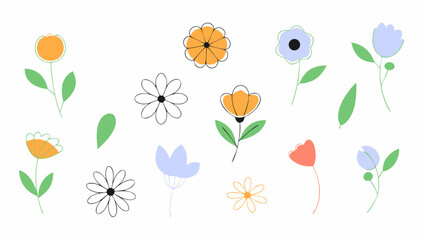 Fototapeta premium Vibrant Spring Floral Illustrations A Collection of Cute and Simple Flower Designs Perfect for Spring Projects