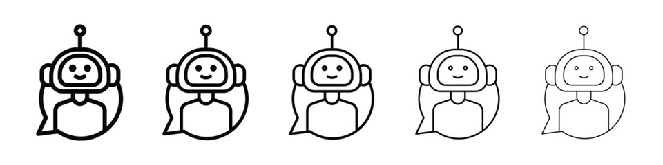 Chatbot speech bubble icon Outline and flat style designs