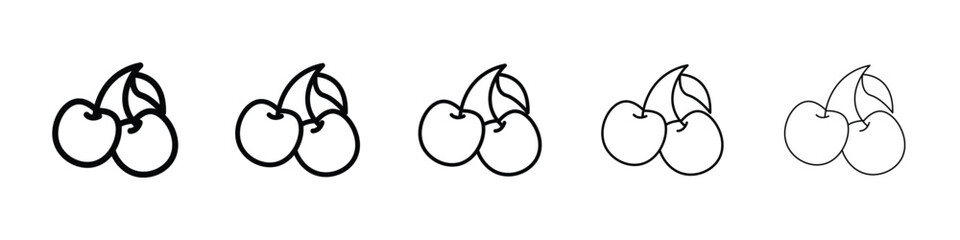 Cherry icon Outline and flat style designs