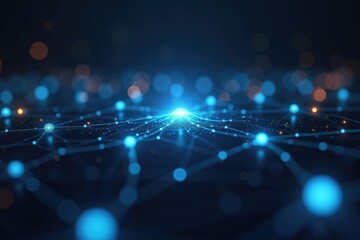Fototapeta premium Digital Network Abstract Technology Background with Glowing Nodes and Connections
