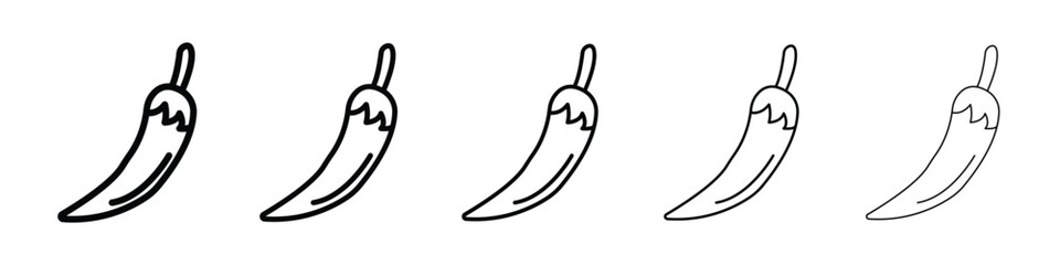 Chili icon Outline and flat style designs