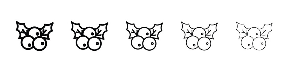 Christmas holly berry icon Outline and flat style designs