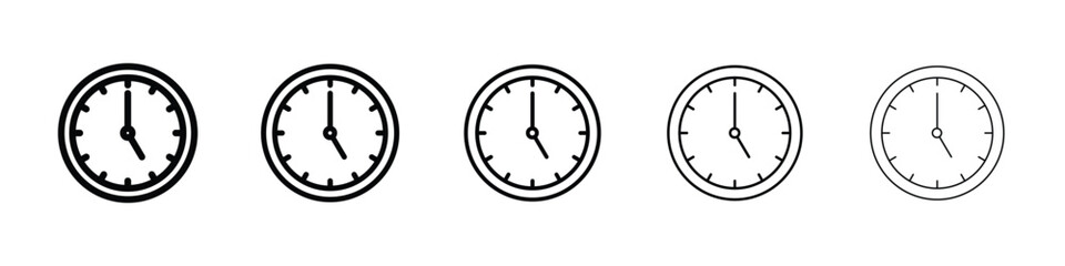 Clock-five icon Outline and flat style designs