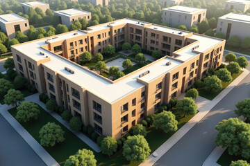 Luxury Apartment Complex Aerial View of Modern Courtyard Design