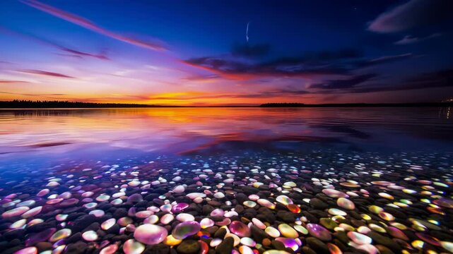 Stunning lake mcdonald reflecting changing sky and milky way