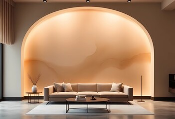Modern interior design with Pantone 2025 Colour of the Year Mocha Mousse. Brown walls, accent colors of furniture and a well-lit room