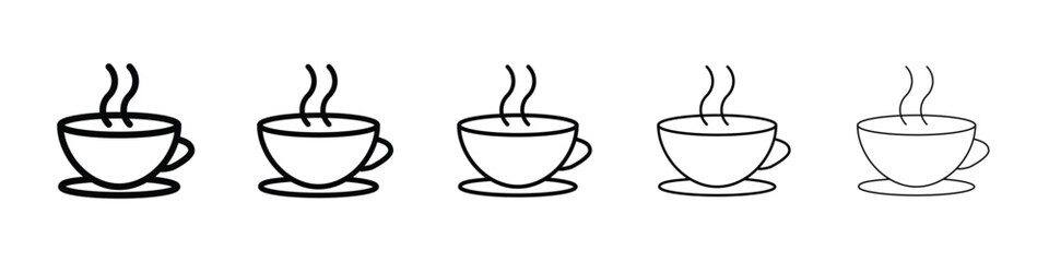 Coffee icon Outline and flat style designs