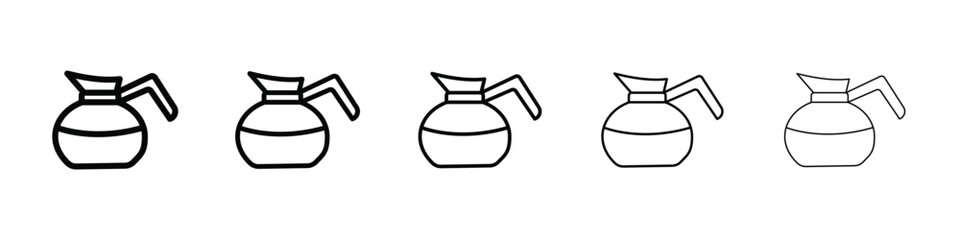 Coffee pot icon Outline and flat style designs