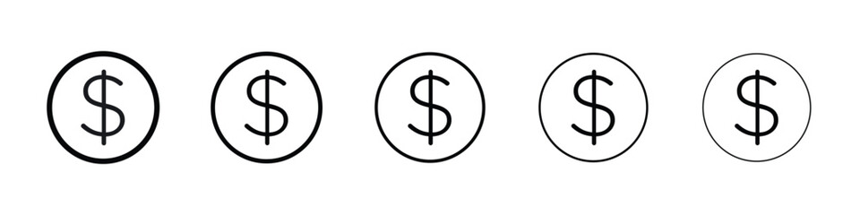 Coin icon Outline and flat style designs