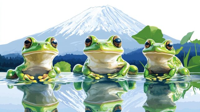 Cartoon frogs. Green cute frogs, lake or pond nature and animal. Isolated funny toad, baby froggy relax and play. Jumping amphibian nowaday vector set illustration , no logos, no brands