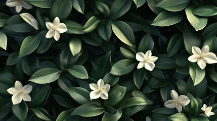 Jasmine flower plant with lush green leaves and delicate white blossoms showcasing botanical beauty and natural elegance