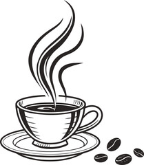 Hot espresso or cappuccino cup with steam, a perfect cafe breakfast beverage icon