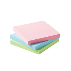 Fototapeta premium Stack of pastel colored sticky notes for reminders office supplies and organization tools on transparent background
