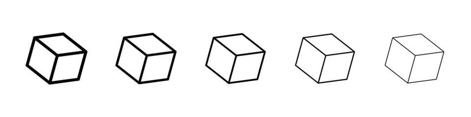 Cube icon Outline and flat style designs
