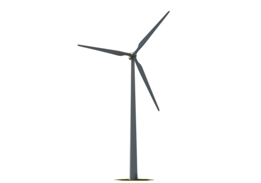 Pixelated Wind Turbine Against Black Background isolated on transparent baackground