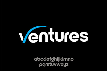 Obraz premium word of venture . modern minimalist round clean alphabet font. lowercase bold typography vector illustration design