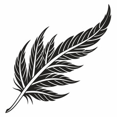 Obraz premium Ornate Black and White Rowan Branch Illustration . Detailed, graphic illustration of a rowan branch with intricate leaf details.