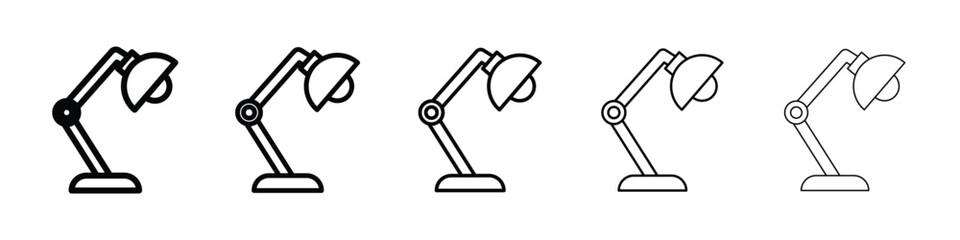 Desk lamp icon Outline and flat style designs
