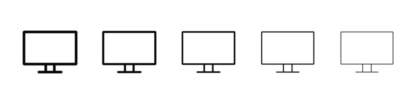 Desktop icon Outline and flat style designs