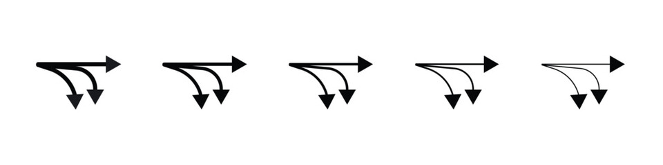 Diagram sankey icon Outline and flat style designs