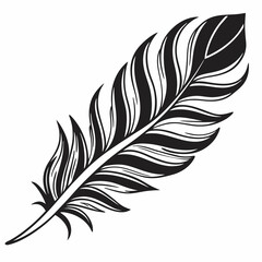 Obraz premium Ornate Black and White Rowan Branch Illustration . Detailed, graphic illustration of a rowan branch with intricate leaf details.