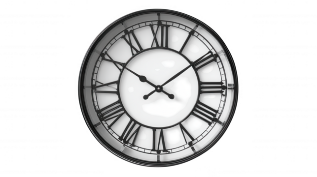 Classic roman numeral clock isolated on transparent background, PNG - Powered by Adobe