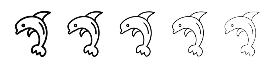 Dolphin icon Outline and flat style designs