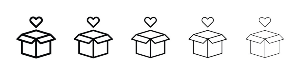 Donation box icon Outline and flat style designs